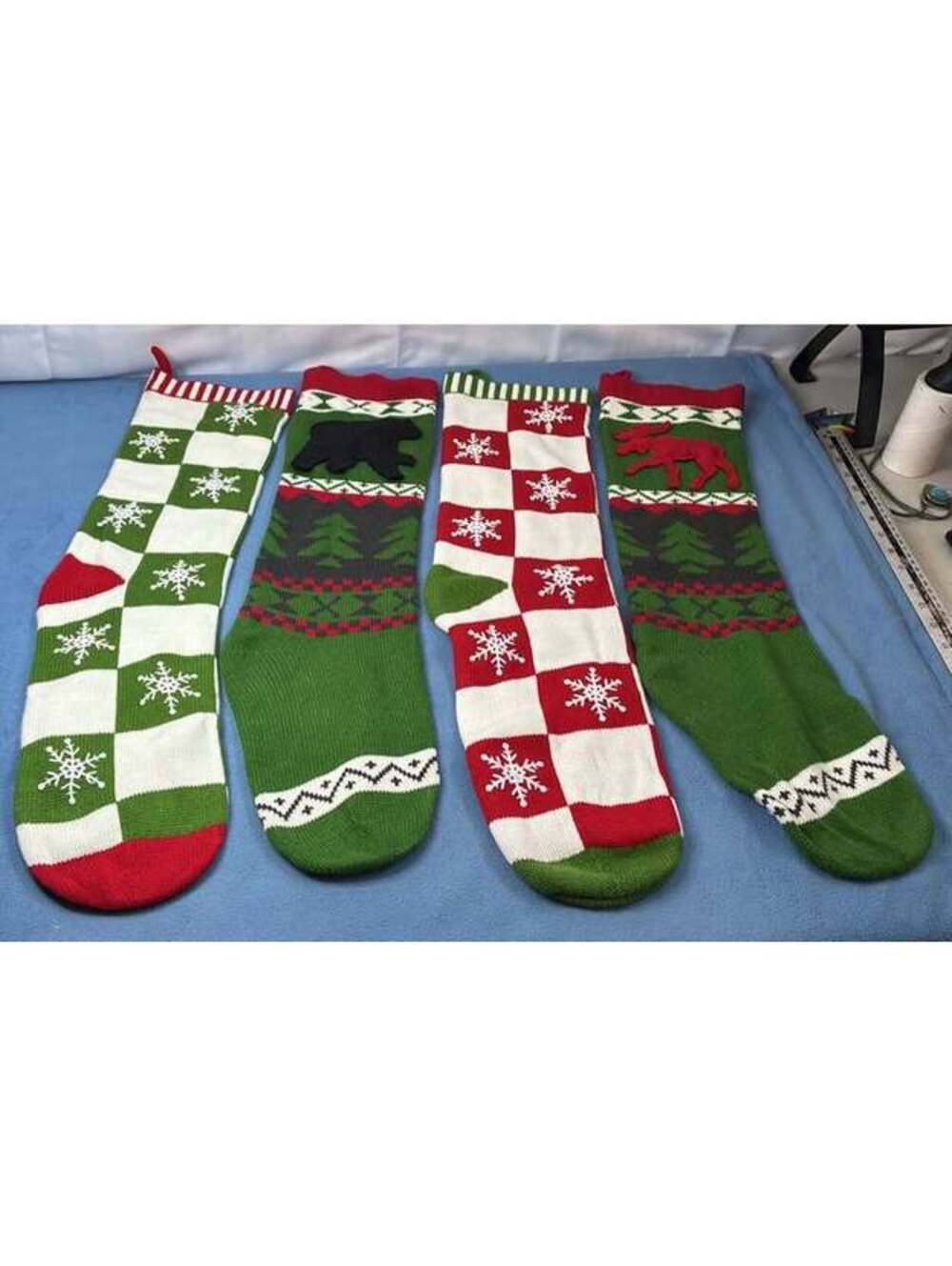Set of 4 Knit Christmas Stockings